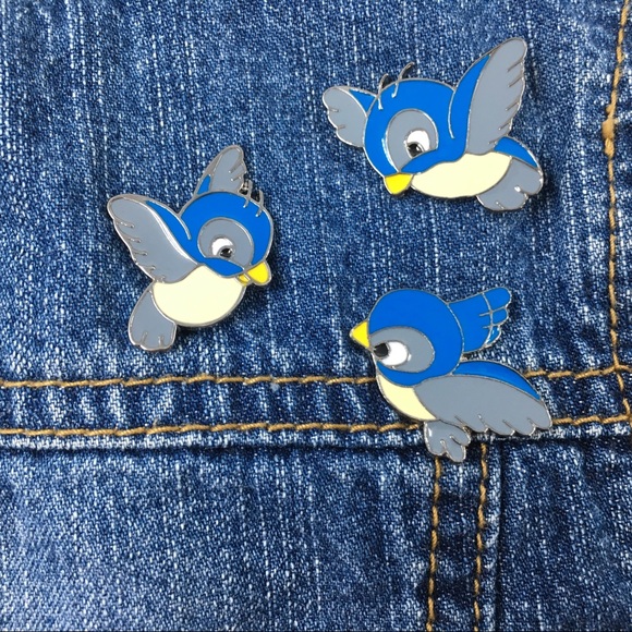 Cute Three Little Blue Bird Pins - Picture 3 of 4